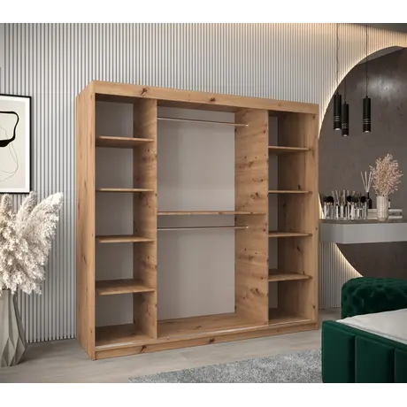 Buy Tokyo III Sliding Door Wardrobe 200cm, Colour: Oak Artisan, Item Width: 200, 7 from Furnituretta