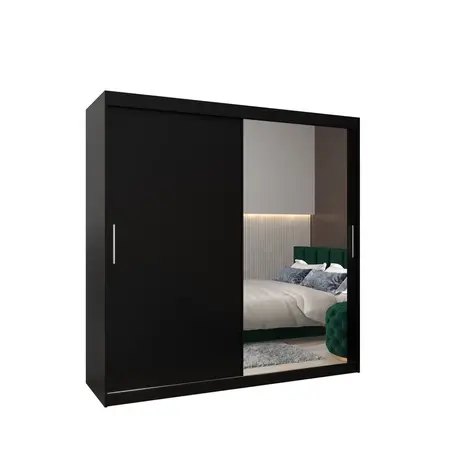 Buy Tokyo II Sliding Door Wardrobe 200cm, Colour: Black, Item Width: 200 from Furnituretta