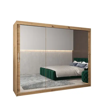 Buy Tokyo III Sliding Door Wardrobe 250cm, Colour: Oak Artisan, Item Width: 250 from Furnituretta