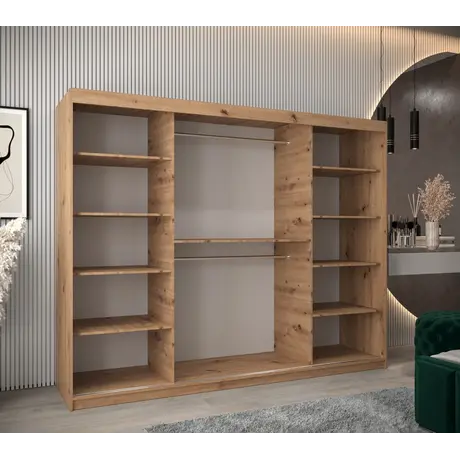 Buy Tokyo Sliding Door Wardrobe 250cm, Colour: Oak Artisan, Item Width: 250, 7 from Furnituretta
