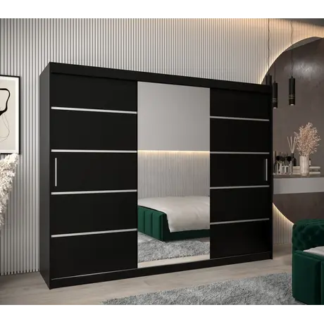 Buy Verona 02 Sliding Door Wardrobe 250cm, Colour: Black, Item Width: 250, 11 from Furnituretta