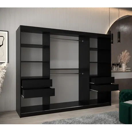 Buy Verona 04 Sliding Door Wardrobe 250cm, Colour: Black, Item Width: 250, 12 from Furnituretta