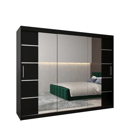 Buy Verona 04 Sliding Door Wardrobe 250cm, Colour: Black, Item Width: 250, 10 from Furnituretta
