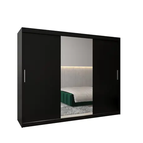 Buy Tokyo I Sliding Door Wardrobe 250cm, Colour: Black, Item Width: 250 from Furnituretta