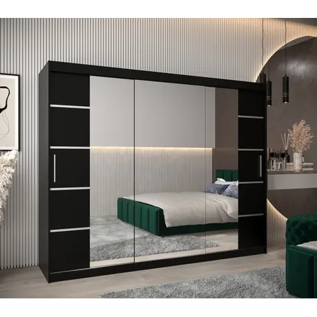 Buy Verona 04 Sliding Door Wardrobe 250cm, Colour: Black, Item Width: 250, 11 from Furnituretta