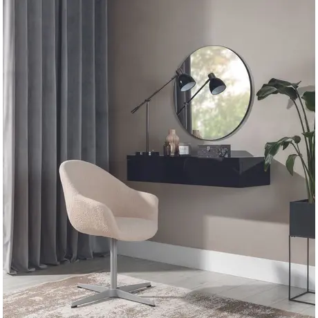 Buy Navene Round Mirror 70cm, Colour: White, Item Width: 70, 4 from Furnituretta