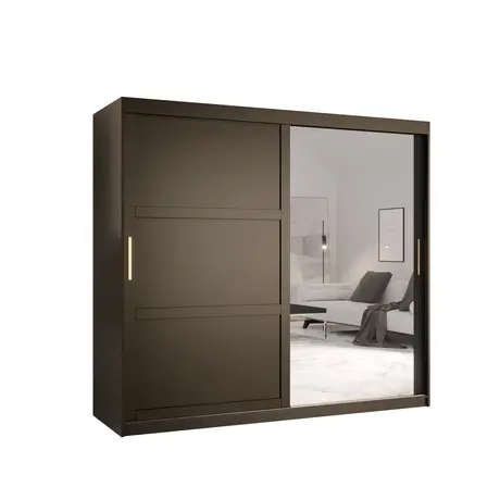 Buy Ramiro II Sliding Door Wardrobe 200cm, Colour: Black, Item Width: 200 from Furnituretta