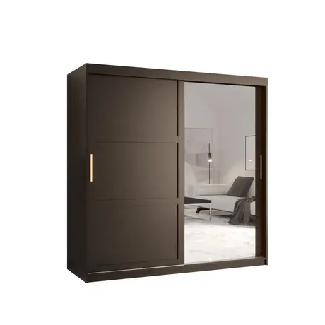 Buy Ramiro II Sliding Door Wardrobe 180cm, Colour: Black, Item Width: 180 from Furnituretta