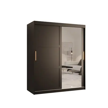 Buy Ramiro II Sliding Door Wardrobe 150cm, Colour: Black, Item Width: 150 from Furnituretta