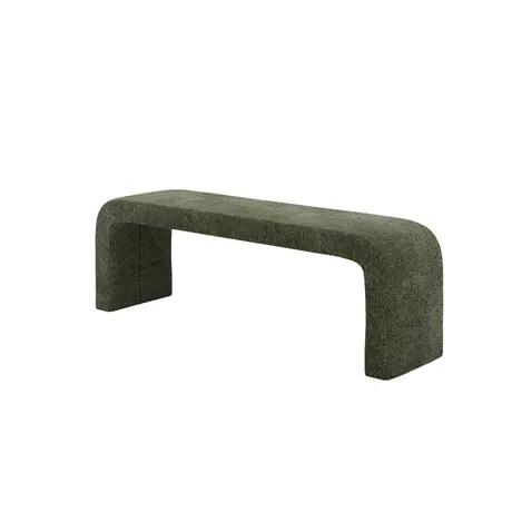 Buy Ren Basil Bench in Chenille Bouclé with Curved Design, Colour: Basil, 5 from Furnituretta