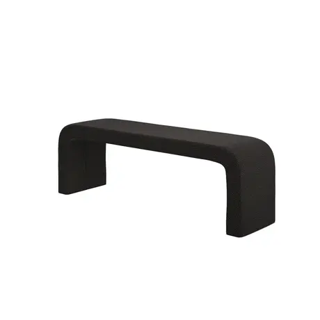 Buy Ren Black Bench in Chenille Bouclé with Curved Design, Colour: Black, 6 from Furnituretta