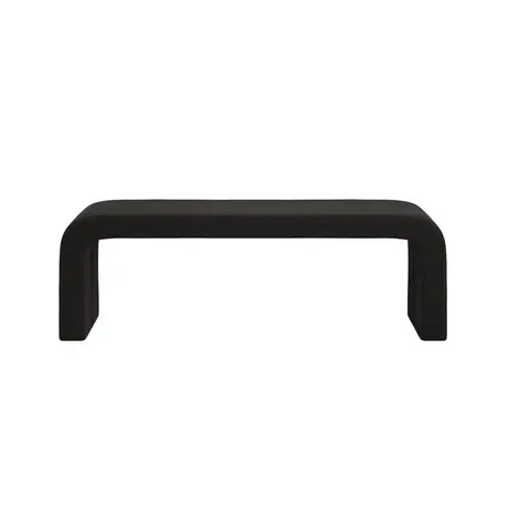 Buy Ren Black Bench in Chenille Bouclé with Curved Design, Colour: Black from Furnituretta