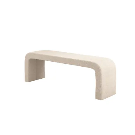 Buy Ren Buff Bench in Chenille Bouclé with Curved Design, Colour: Buff, 6 from Furnituretta