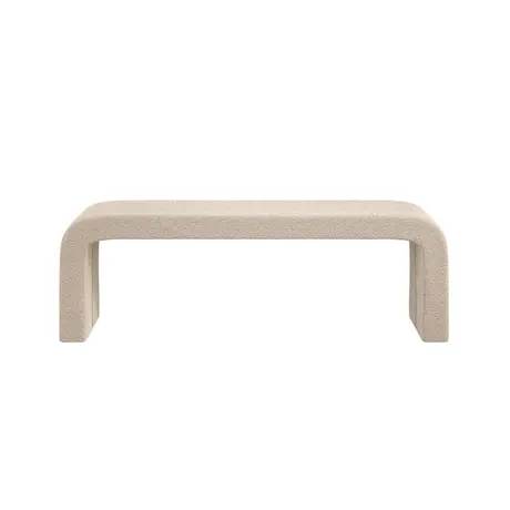 Buy Ren Buff Bench in Chenille Bouclé with Curved Design, Colour: Buff from Furnituretta