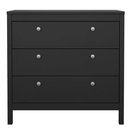 Buy Stylish Madrid Chest: 3 Drawers in Matt Black, 3 from Furnituretta
