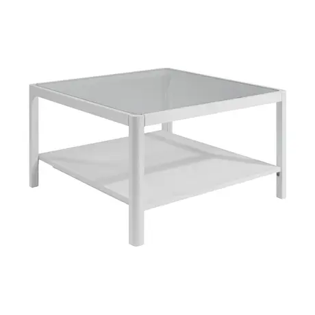 Buy Ray Coffee Table in White Matte Grain with Glass Top, Colour: White, 4 from Furnituretta