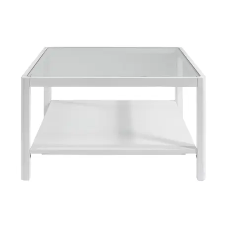 Buy Ray Coffee Table in White Matte Grain with Glass Top, Colour: White from Furnituretta