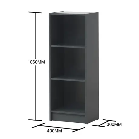 Buy Medium Narrow Bookcase with Adjustable Shelves in Dark Grey, 4 from Furnituretta