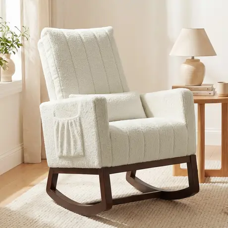 Buy HOMCOM Cream White Rocking Chair with High Back Support, 10 from Furnituretta