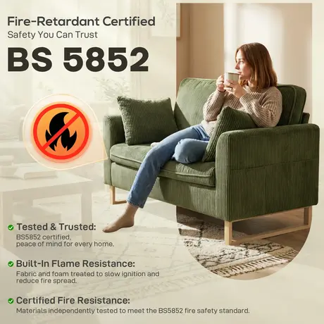 Buy HOMCOM 2 Seater Sofa in Dark Green Corduroy Fabric, Colour: Dark Green, 9 from Furnituretta
