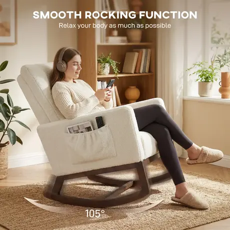 Buy HOMCOM Cream White Rocking Chair with High Back Support, 4 from Furnituretta