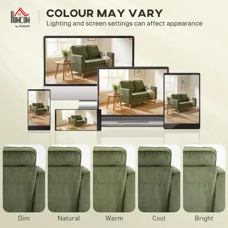 Buy HOMCOM 2 Seater Sofa in Dark Green Corduroy Fabric, Colour: Dark Green, 6 from Furnituretta