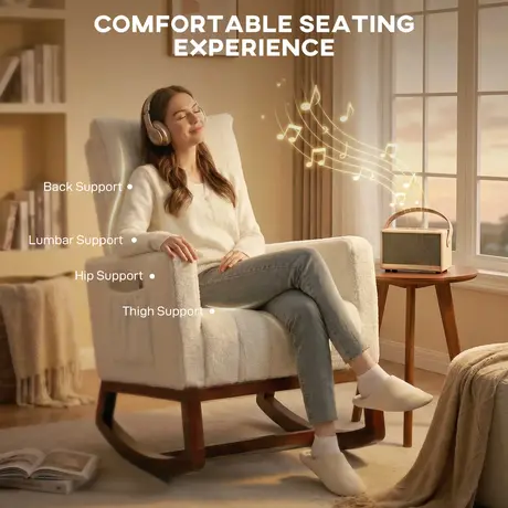 Buy HOMCOM Cream White Rocking Chair with High Back Support, 5 from Furnituretta