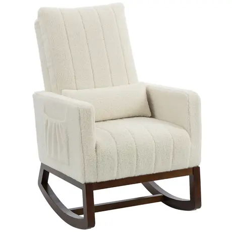 Buy HOMCOM Cream White Rocking Chair with High Back Support from Furnituretta