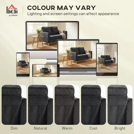 Buy HOMCOM 2 Seater Sofa in Dark Grey Corduroy Fabric, Colour: Dark Grey, 6 from Furnituretta