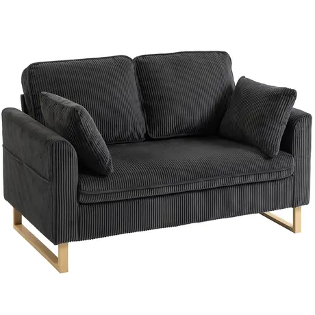 Buy HOMCOM 2 Seater Sofa in Dark Grey Corduroy Fabric, Colour: Dark Grey from Furnituretta