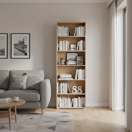 Buy Thorne Slim 211.5cm Tall Bookcase in Artisan Oak, Colour: Artisan Oak, Item Width: 70 from Furnituretta