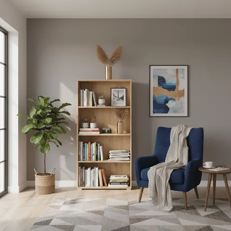 Buy Thorne Slim Low Short Bookcase in Artisan Oak, Colour: Artisan Oak, Item Width: 70 from Furnituretta