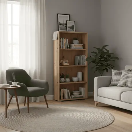 Buy Thorne Slim Low Short Bookcase in Artisan Oak, Colour: Artisan Oak, Item Width: 70, 8 from Furnituretta