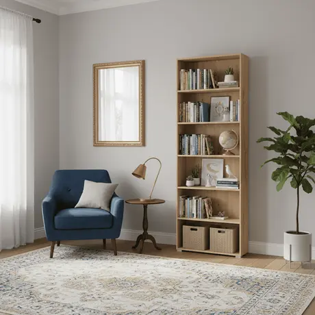 Buy Thorne Slim 211.5cm Tall Bookcase in Artisan Oak, Colour: Artisan Oak, Item Width: 70, 8 from Furnituretta