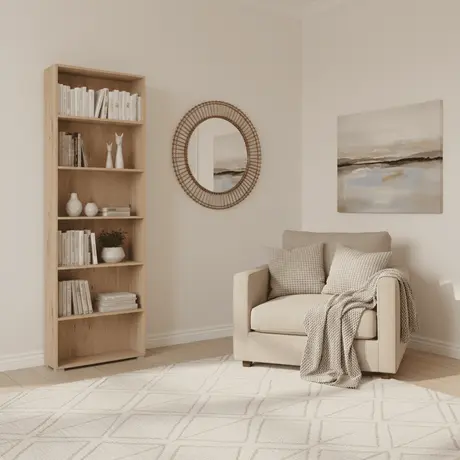 Buy Thorne Slim 211.5cm Tall Bookcase in Artisan Oak, Colour: Artisan Oak, Item Width: 70, 4 from Furnituretta