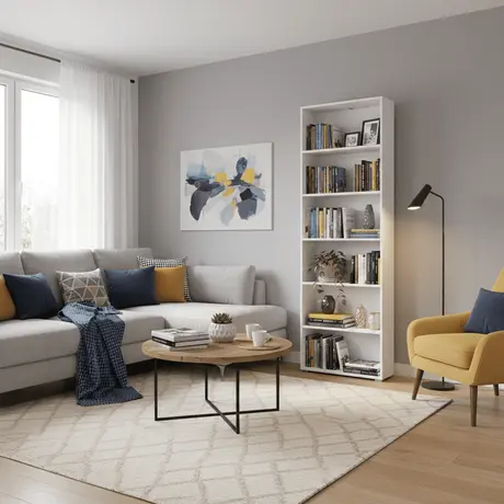 Buy Thorne Slim 211.5cm Tall Bookcase in White, Colour: White, Item Width: 70, 5 from Furnituretta