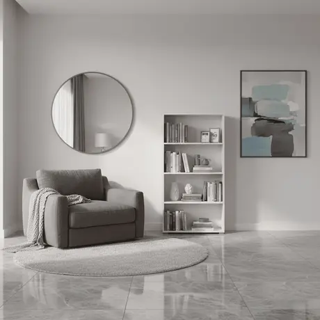 Buy Thorne Slim Low Short Bookcase in White, Colour: White, Item Width: 70, 9 from Furnituretta