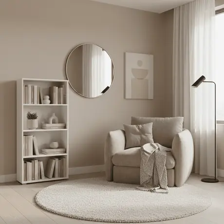 Buy Thorne Slim Low Short Bookcase in White, Colour: White, Item Width: 70, 7 from Furnituretta