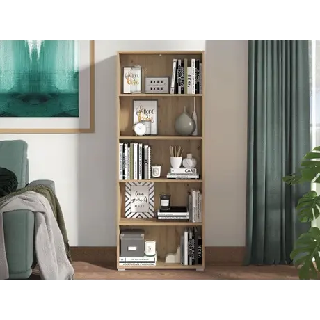 Buy Thorne Slim 176.5cm Tall Bookcase in Artisan Oak, Colour: Artisan Oak, Item Width: 70, 8 from Furnituretta