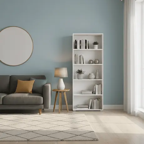 Buy Thorne Slim 176.5cm Tall Bookcase in White, Colour: White, Item Width: 70 from Furnituretta