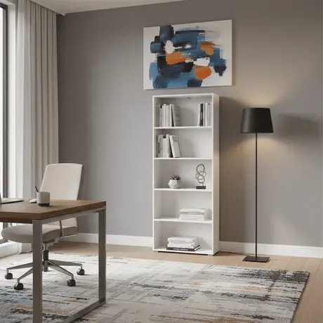 Buy Thorne Slim 176.5cm Tall Bookcase in White, Colour: White, Item Width: 70, 8 from Furnituretta