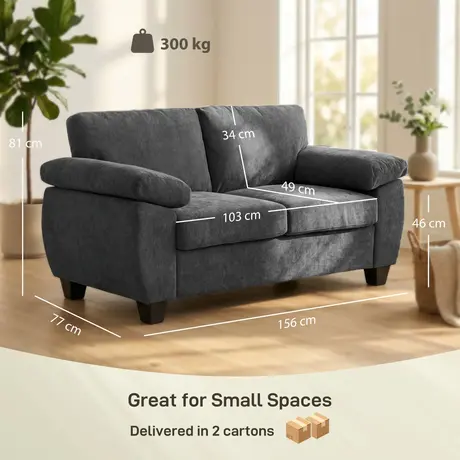 Buy HOMCOM 2 Seater Chenille Loveseat Sofa in Dark Grey, Colour: Dark Grey, Item Width: 156, 3 from Furnituretta