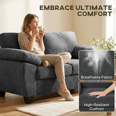 Buy HOMCOM 2 Seater Chenille Loveseat Sofa in Dark Grey, Colour: Dark Grey, Item Width: 156, 4 from Furnituretta