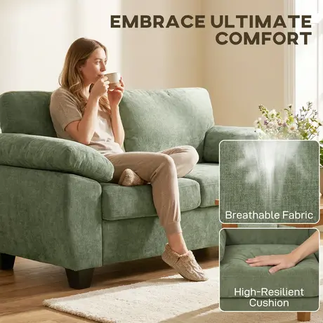 Buy HOMCOM 2 Seater Chenille Loveseat Sofa in Dark Green, Colour: Dark Green, Item Width: 156, 4 from Furnituretta