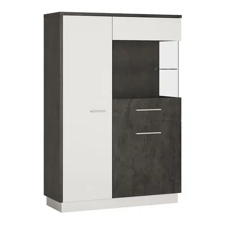Buy Zingaro Low Display Cabinet (Right Hand) in Grey & Alpine White from Furnituretta