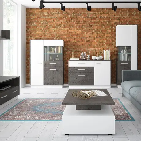 Buy Zingaro Low Display Cabinet (Right Hand) in Grey & Alpine White, 3 from Furnituretta