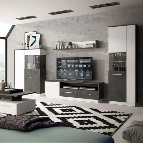 Buy Zingaro Low Display Cabinet (Right Hand) in Grey & Alpine White, 4 from Furnituretta