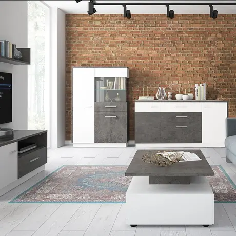 Buy Zingaro Low Display Cabinet (Right Hand) in Grey & Alpine White, 5 from Furnituretta
