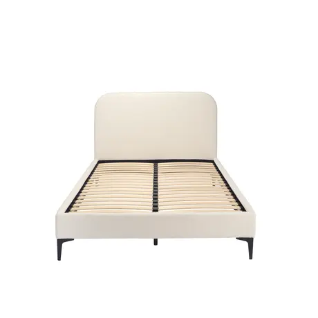 Buy Albany Ivory Double Bed in Bouclé with Curved Headboard, Colour: Ivory, Bed Size: Double (4ft6), 2 from Furnituretta