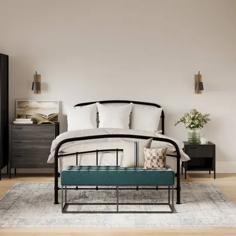 Buy Halston Black Metal Bed – King (5ft), Colour: Black, Bed Size: King (5ft), 2 from Furnituretta